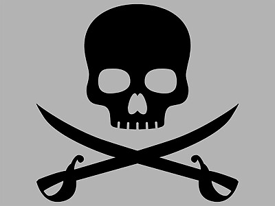 #ad Jolly Roger PIRATE SKULL WITH SWORD Car Sticker Vinyl Decal Tumbler Water Bottle