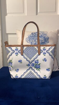 #ad Tory Burch Kerrington Square Tote Color Terrace Ditsy Floral Cloud W21xH12xD6
