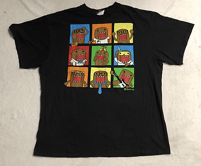 #ad VINTAGE Domo Shirt Adult Extra Large Black Anime Animation Character Casual Mens