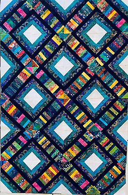 #ad Unfinished Batik Quilt Top 37quot; x 56quot; Multicolor