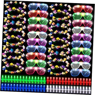 #ad Glow in the Dark Party LED Supplies Light up Glasses Garland Crown Headband 100