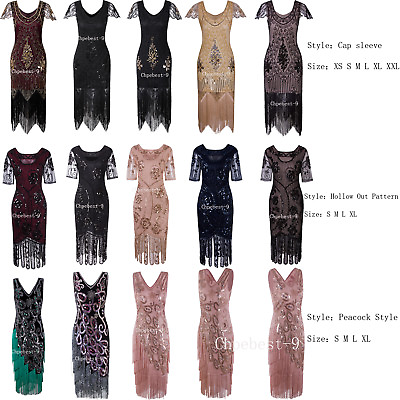 1920s Flapper Dress Gatsby Costumes Vintage 20s Roaring Evening Gowns Plus Size $23.39