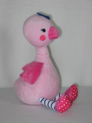 #ad Just One You Pink Flamingo Bird Plush Baby Lovey Toy Blue Striped Legs Carters