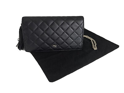 #ad Designer quilted leather shoulder Black Bag Convertible into a Clutch