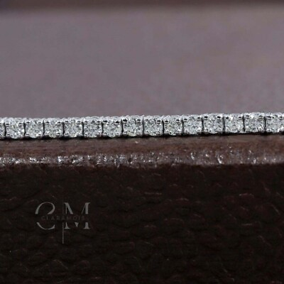 #ad 7 Inch Tennis Bracelet 6 CT Round Cut Solid 14K White Gold Wedding Gift For Her