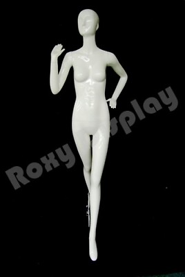 #ad Female Fiberglass Glossy White Mannequin Abstract Style Roxy Display #MD XD14W