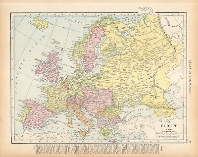 #ad 1905 Antique EUROPE Map Vintage Map of Europe Gallery Wall Decor 1645