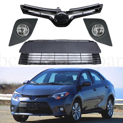 #ad Grille amp;Fog Light For 2014 2016 Toyota Corolla LE Front Bumper Upper Lower Grill