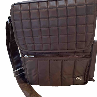 #ad Lug Crossbody Travel Bag Adjustable Strap Brown Purse Bottle Holder Nylon 11x9