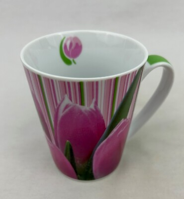 #ad Tulip Pink Floral Porcelain Mug Cup Coffee Tea PaperProducts Design Shutterstock