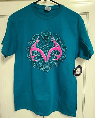 #ad NWT Womens Size M REALTREE Dark Teal Decorative Detail Behind Pink Antlers