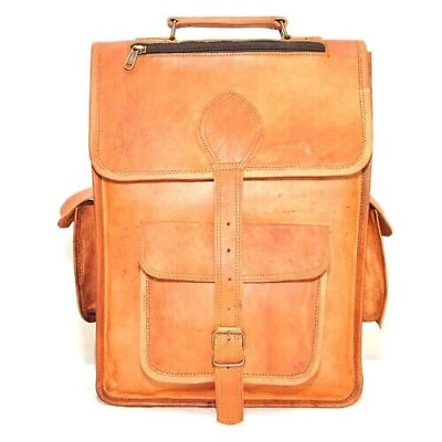 #ad 16quot; Leather Backpack Men Laptop Computer Rucksack Color Vintage Travel Best Bag