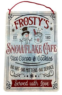 #ad FROSTY#x27;S SNOWFLAKE Cafe Hot Coca amp; Cookies Served With Love 8 x12in Sign