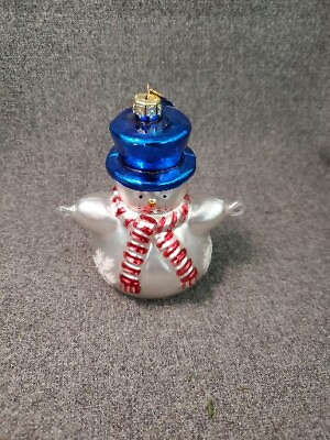 #ad Thomas Pacconi Snowman Blown Glass Ornament without Dangle Attachments