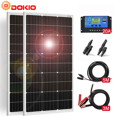 #ad Dokio 100w 200w Rigid Monocrystalline Solar Panel Kit for Home Caravan RV Boat