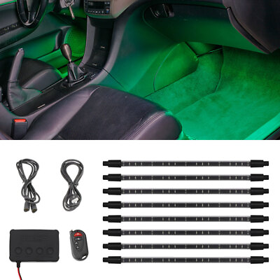 #ad LEDGlow 8pc Green Neon LED Expandable Interior Footwell Underdash Lighting Kit