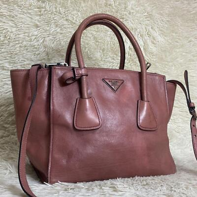 #ad Prada Leather Shoulder Bag Handbag Pink Medium Women Italy
