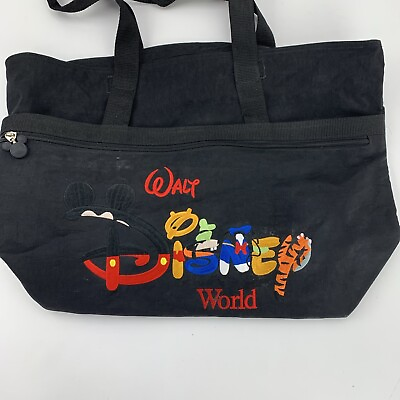 #ad Walt Disney World Tote Bag Embroidered Character Letters 19quot; x 14quot; x 5quot;