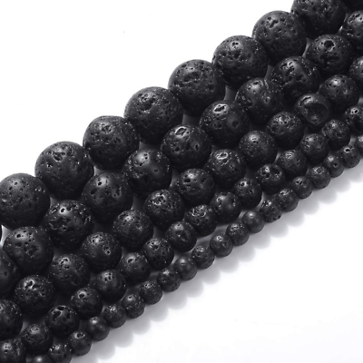 #ad Natural Stone Beads 4mm Lava Gemstone Round Loose 4MM
