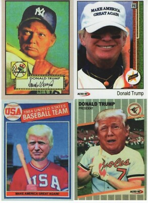 #ad DONALD TRUMP Set of 4 ACEO Baseball Cards 52 amp; 85 Topps 89 Upper Deck 89 Fleer