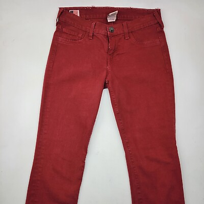 #ad True Religion Halle Womens Skinny Jeans Red Denim Size 27