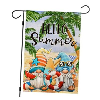 #ad #ad Hello Summer Garden Flags 12x18 Inch Double Sided Cartoon Gnomes at The Beach