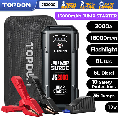#ad TOPDON Jump Starter 2000A Portable 12 Volt Car battery Heavy High Booster US