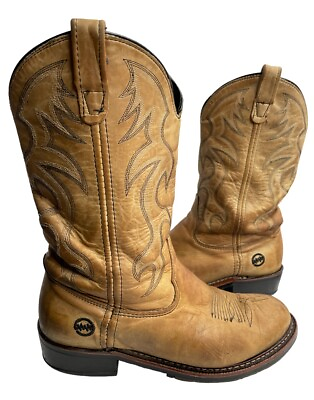 #ad Double H DH1554 Tan Brown Leather Cowboy Western Work Boots Men#x27;s 10.5 D