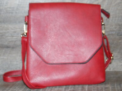 #ad Red Faux Leather Pebble Small Crossbody Shoulder Purse Handbag Adjustable Strap