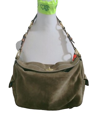 #ad Vintage Coach hobo brown suede leather shoulder purse F06S 9236