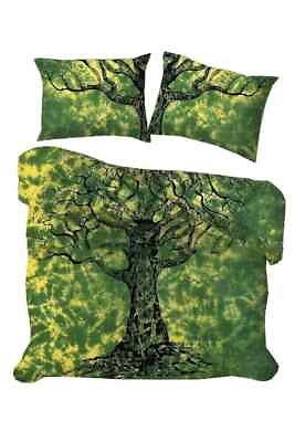 #ad Green Dry Tree Mandala Indian Duvet Cover Throw Quilt Bohemian Bedding Blanket
