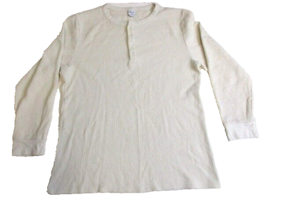 #ad Bleu Ice Shirt Adult Extra Large Ivory Henley Knit Long Sleeve Casual Mens