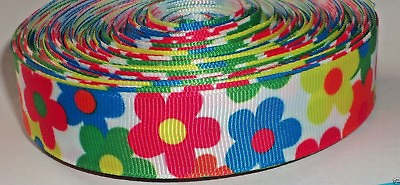 #ad Flower Print Grosgrain Ribbon Hair Bows DIY Crafts Note Cards Wreaths 7 8quot; x 2y