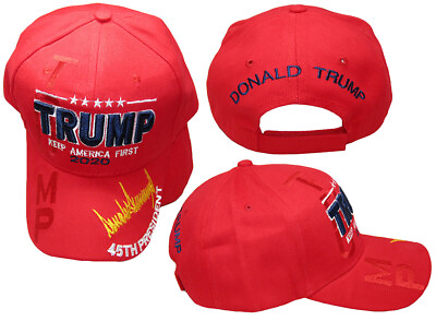 #ad Trump Keep America First 2020 Signature 45th President Red Embroidered Hat Cap