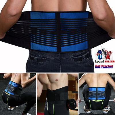 #ad Magnetic Double Pull Lower Back Support Brace Lumbar Waist Belt Breathable Belt