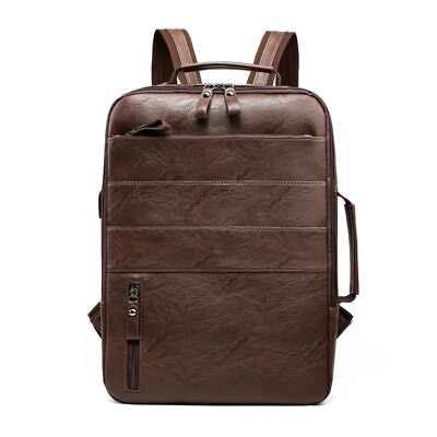 Backpacks Men PU Laptop Bag USB Charging Rucksack Male Bagpack $46.14
