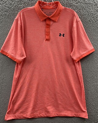 #ad Under Armour Playoff Polo Adult Large Heather Coral Pink Heatgear Golfer Mens