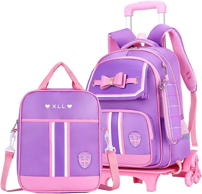 #ad Rolling Backpack for Girls Cute Trolley Bags Primary School Bookbag