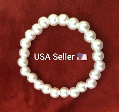 #ad New Ethnic 8mm Fashion cute White pearl Bracelet Women adjustable jewelry Pearl