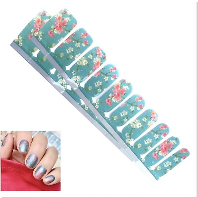 #ad Jaysea Arts Nail Wraps Color Spring Blue Floral Street Nails Polish Strips B4G1