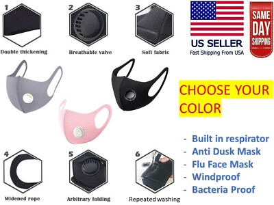 #ad Respirator Filter COLOR Face Fashion Mask Washable Reusable Unisex Adult 3D MASK
