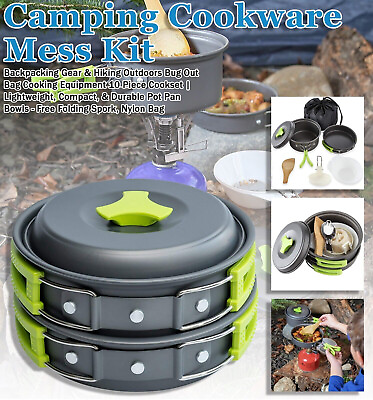 Outdoor Camping Cookware Cooking Equipment Mess Kit Backpacking Gear Hiking Pan