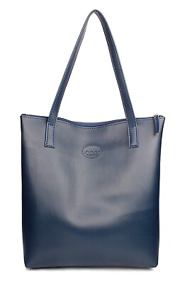 #ad New Women#x27;s Pu Material Tote Bag For Girls Stylish Handbag Zip Closure Blue