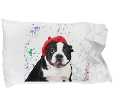 #ad Boston Terrier Funny Standard Pillow Case Gift Artist Paint