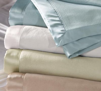 #ad Bloomingdale Silk Blanket 5 color White Blue Taupe Gray Ivory