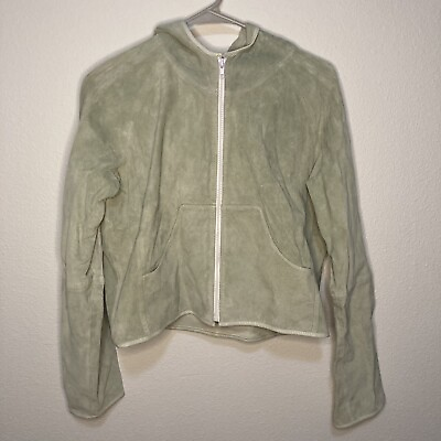 #ad J. Marco Green Leather Zip Sweatshirt Size Small