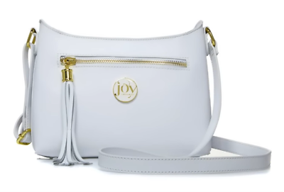 #ad JOY Mangano Couture Genuine Leather Crossbody Purse Tassels White