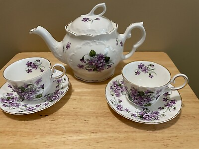 #ad NEW Crown Dorset Staffordshire Teapot 2 Allyn Nelson Collection Cups Saucers