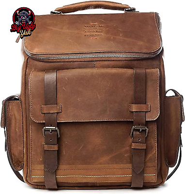 #ad Top Grain Leather Backpack for Men 15.6 Inch Laptop Bag Brown Designer Bookb