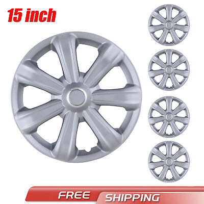 #ad 15 Inch Silver Wheel Covers Set of 4 15quot; Wheel Trim Covers Hub Cap Plastic ABS